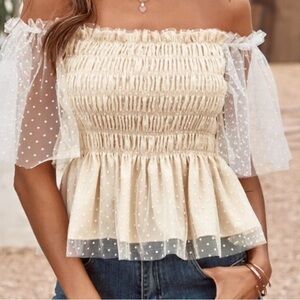 Elegant Cream Off-Shoulder Top